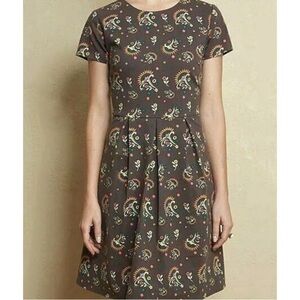 Matilda Jane Womens Maja Ponte Dress Brown Floral Short Sleeve Mini small
